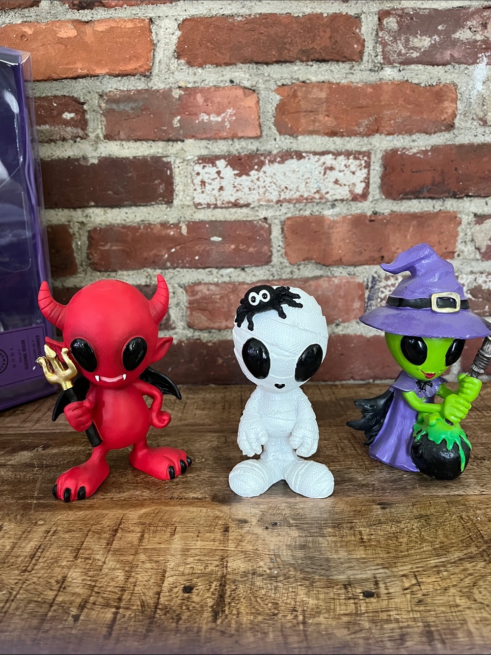Martha Stewart Red Devil, White Mummy & Green Witch Alien Figurine Set - Picture 9 of 15